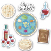Happy Pesach Spring Pesach Seder Symbolen Sticker (Voorkant)