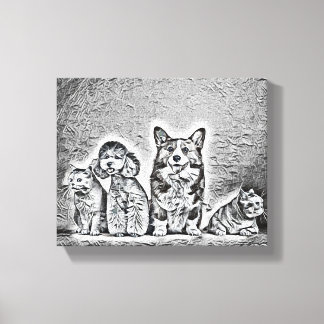 Happy Pet artwork Canvas Afdruk