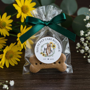 Happy Pet Family Pet Care & Grooming Monogram Ronde Sticker