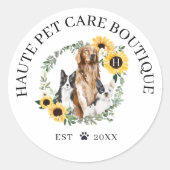 Happy Pet Family Pet Care & Grooming Monogram Ronde Sticker (Voorkant)