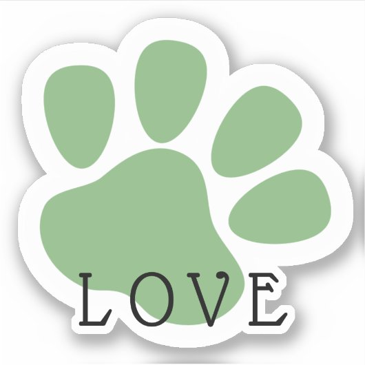 Happy Pet Paw Love Green Sticker (Voorkant)