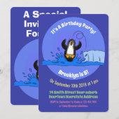 Happy pguin cartoon kaart (Voorkant / Achterkant)