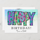 * HAPPY PHOTO NAAM Verjaardag Kaart Evenement Pers (Voorkant / Achterkant)