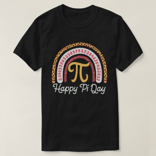 Happy Pi Dag 3.14 Leopard Rainbow Wiskunde Leraar T-shirt (Design voorkant)