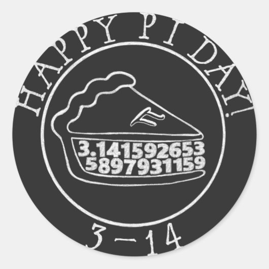 Happy Pi dag krijtbord taart sticker (Voorkant)
