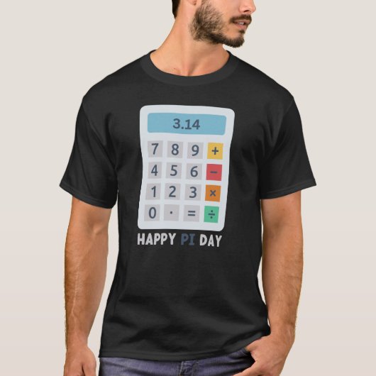 Happy Pi Day 14 maart 3.14 rekenmachine wiskunde h T-shirt (Voorkant)