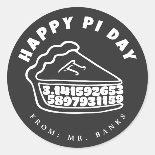 Happy Pi Day 3.14 met Pie design Ronde Sticker (Voorkant)