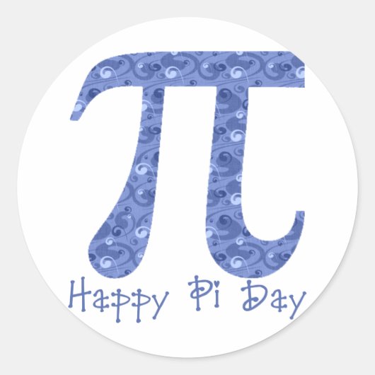 Happy Pi Day Blue Swirls 2 Ronde Sticker (Voorkant)