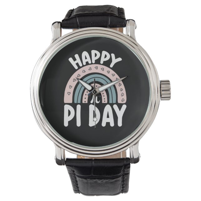 Happy Pi Day Boho Rainbow Wiskunde Mathematisch Horloge (Voorkant)
