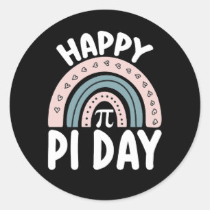 Happy Pi Day Boho Rainbow Wiskunde Mathematisch Ronde Sticker
