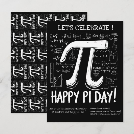 Happy Pi Day Briefkaart – Leuke Wiskunde (Voorkant / Achterkant)