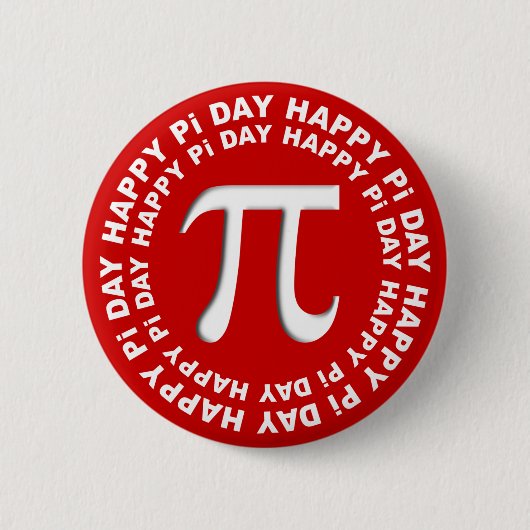 Happy Pi Day Buttonnen Rood en Wit Ronde Button 5,7 Cm (Voorkant)