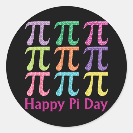 Happy Pi Day Colorful Tiles.png Ronde Sticker (Voorkant)