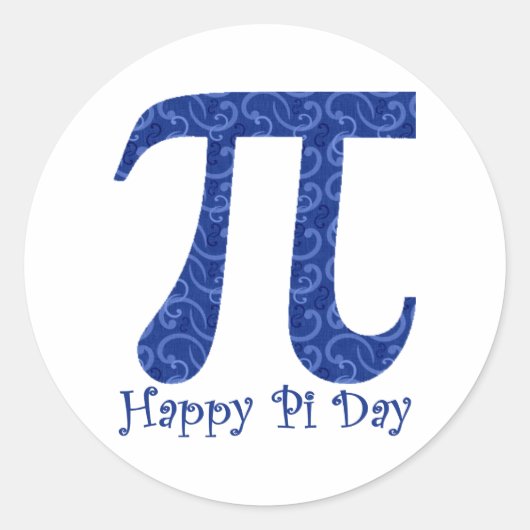 Happy Pi Day Dark Blue Swirls Ronde Sticker (Voorkant)