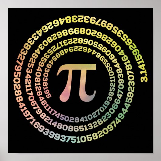 Happy Pi Day Funny School Wiskunde Spiral Text Poster (Voorkant)