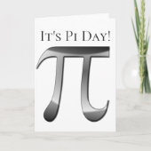 Happy Pi Day - glanzend zilveren Pi-symbool Kaart (Voorkant)