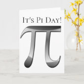 Happy Pi Day - glanzend zilveren Pi-symbool Kaart (Gele Bloem)
