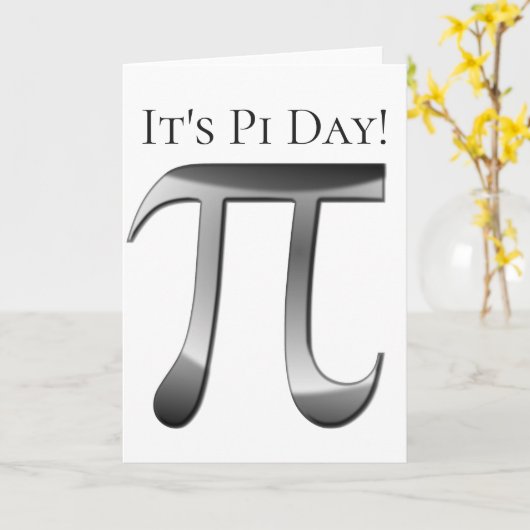 Happy Pi Day - glanzend zilveren Pi-symbool Kaart (Gele Bloem)