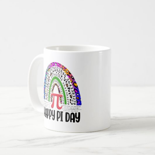 Happy Pi Day Mathemard Leopard Rainbow Koffiemok (Voorkant links)
