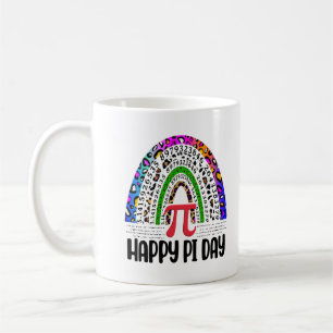 Happy Pi Day Mathemard Leopard Rainbow Koffiemok