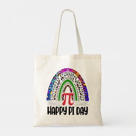 Happy Pi Day Mathemard Leopard Rainbow Tote Bag (Achterkant)