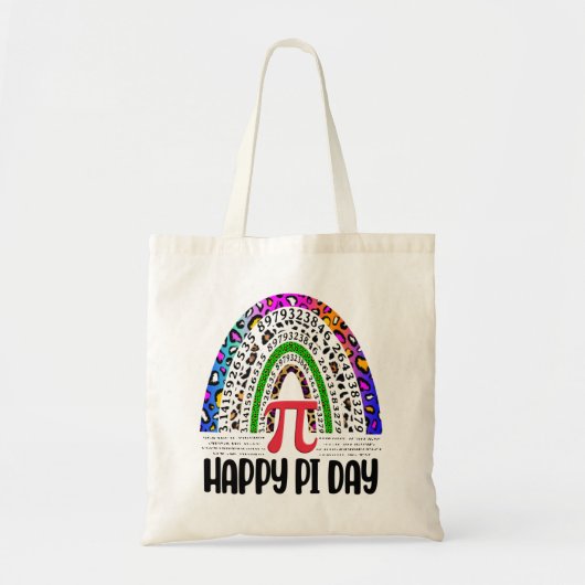 Happy Pi Day Mathemard Leopard Rainbow Tote Bag (Voorkant)