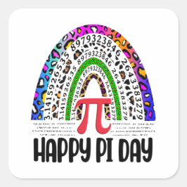 Happy Pi Day Mathemard Leopard Rainbow Vierkante Sticker