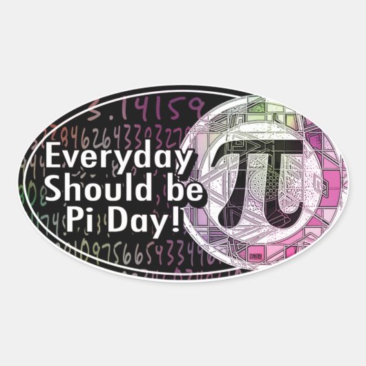 Happy Pi Day Oval Design Ovale Sticker (Voorkant)