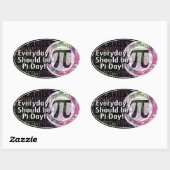 Happy Pi Day Oval Design Ovale Sticker (Vel)