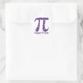 Happy Pi Day Paarse Argyle Ronde Sticker (Tas)