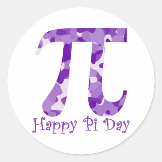 Happy Pi Day Paarse Camo Ronde Sticker (Voorkant)