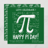 Happy Pi Day Party Invitation – Leuke Wiskunde (Voorkant / Achterkant)