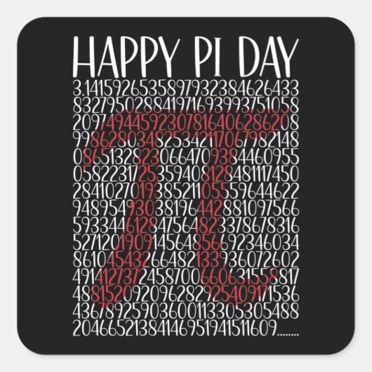 Happy Pi Day Pi-symbool 3.14 Vierkante Sticker (Voorkant)