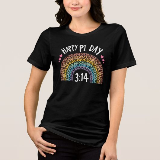 Happy Pi Day Rainbow Leopard Print Tri-Blend Shirt (Voorkant)