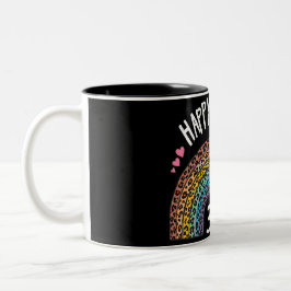 Happy Pi Day Rainbow Leopard Print Tweekleurige Koffiemok