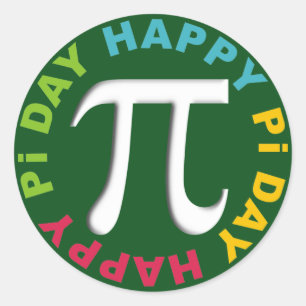 Happy Pi Day-stickers Bright kleuren groen Ronde Sticker