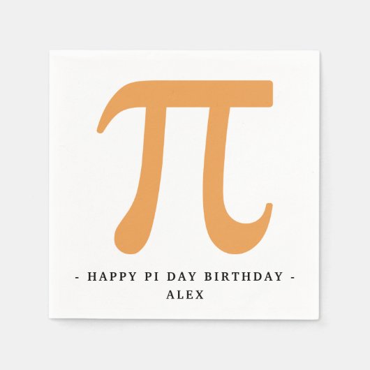Happy Pi Day Verjaardag Wit en Sinaasappel Pi Symb Servet (Voorkant)