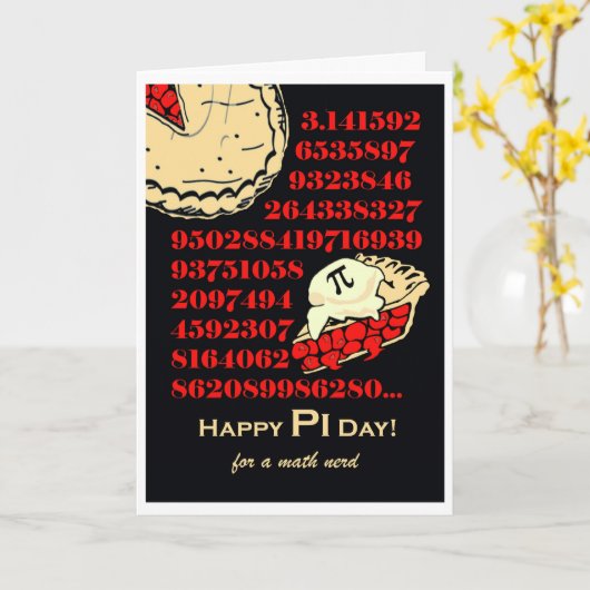Happy Pi Day voor Nerd, Cherry Pie Kaart (Gele Bloem)