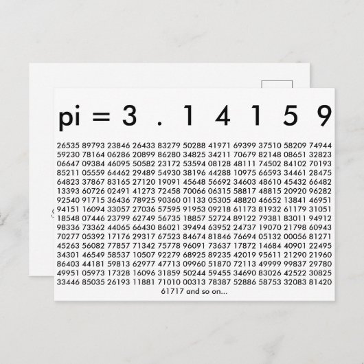 Happy Pi Day Wiskunde Digits 3.14 wiskunde Love Briefkaart (Voorkant / Achterkant)