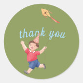 Happy Picknick Verjaardag Kinder Boy Garden Dank u Ronde Sticker (Voorkant)