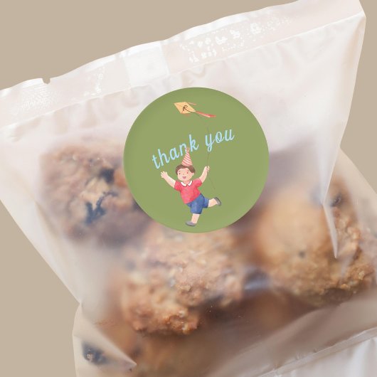 Happy Picknick Verjaardag Kinder Boy Garden Dank u Ronde Sticker