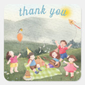 Happy Picnic Bewerkbare Verjaardag Kinder jongen Vierkante Sticker (Voorkant)