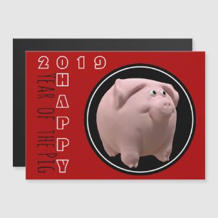 Happy PIg 2019 3D Kies Kleur 2 Magnetische C Magnetische Uitnodiging