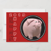 Happy PIg 2019 3D Kies Kleur 2 Magnetische C Magnetische Uitnodiging (Voorkant)