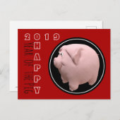 Happy PIg 2019 3D Kies Kleur Briefkaart 1 (Voorkant / Achterkant)