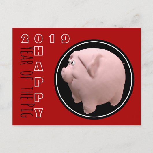 Happy PIg 2019 3D Kies Kleur Briefkaart 1 (Voorkant)