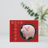 Happy PIg 2019 3D Kies Kleur Briefkaart 1 (Staand voorkant)