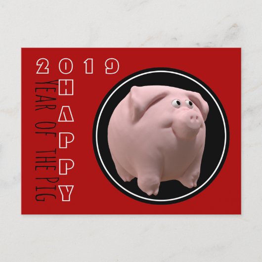 Happy PIg 2019 3D Kies Kleur Briefkaart 2 (Voorkant)