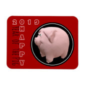 Happy PIg 2019 3D Kies Kleur P Magnet 1 Magneet (Horizontaal)