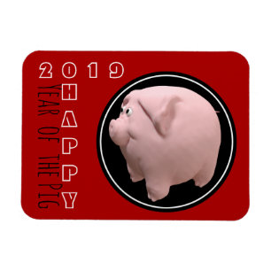 Happy PIg 2019 3D Kies Kleur P Magnet 1 Magneet